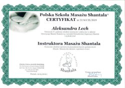 Aleksandra Jakimiec Zaświadczenie Masażu Shantala